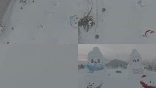 亚冬会雪人航拍高清在线视频素材下载