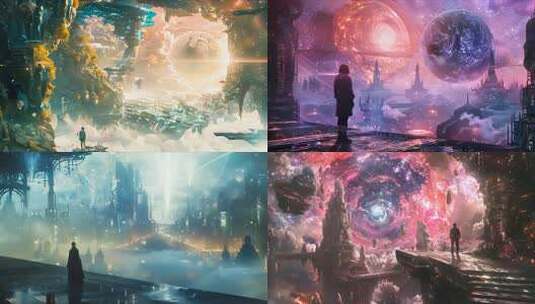 未来超现实科幻时空场景 神秘宇宙外星探索高清在线视频素材下载