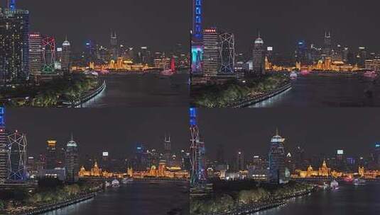 上海陆家嘴/外滩/黄浦江/地标/游轮夜景高清在线视频素材下载