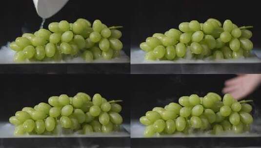 新鲜绿葡萄特写高清在线视频素材下载