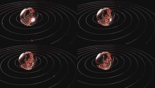 地球 卫星 空间 太空 全球 金色高清AE视频素材下载