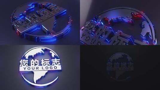 LED光点闪烁三维logo演绎高清AE视频素材下载