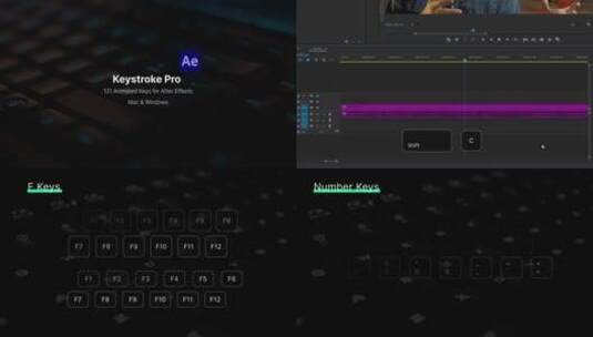虚拟键盘按键快捷键操作动画高清AE视频素材下载