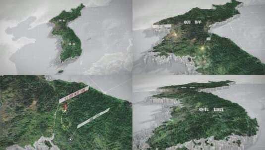 朝鲜韩国地图三维3d高清AE视频素材下载