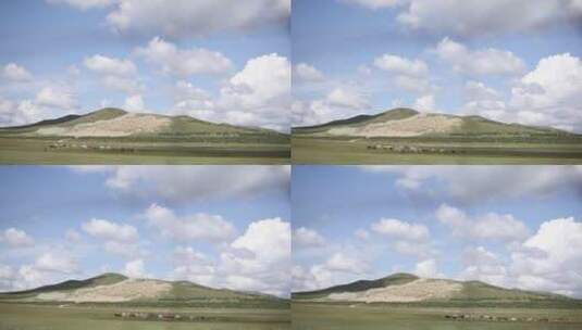 草原牧马天空云朵自然风光4k高清在线视频素材下载