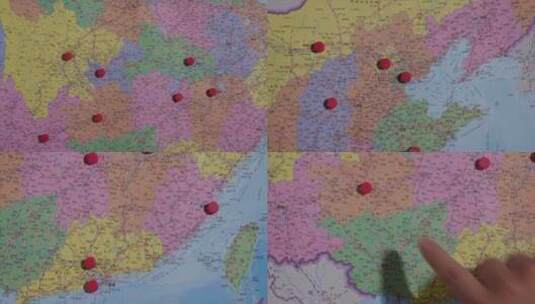 地图 中国地图 省会城市辐射全国企业分布高清在线视频素材下载