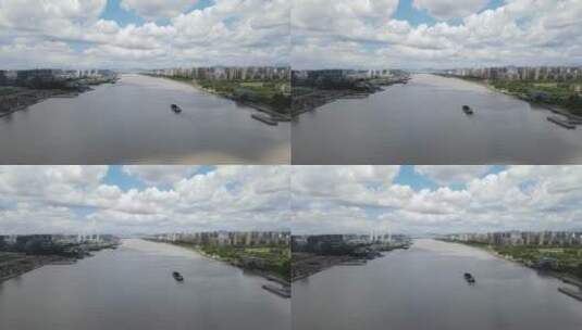 宁波勤州区奉化江江湾城全景4K航拍高清在线视频素材下载