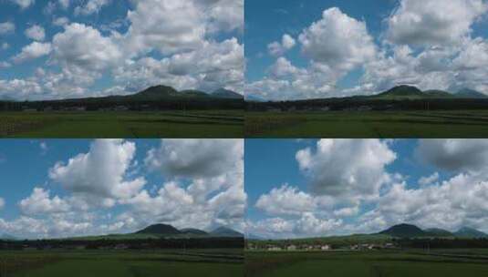 村庄后的腾冲火山群高清在线视频素材下载