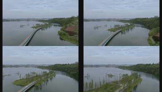 4k高清航拍成都天府新区兴隆湖桥水上公路高清在线视频素材下载