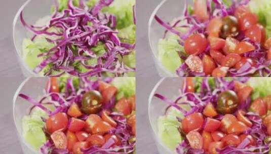 【正版素材】沙拉制作小番茄落入高清在线视频素材下载