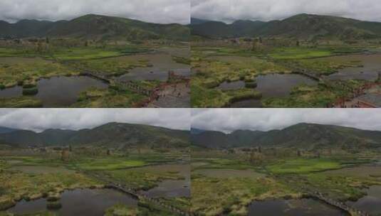 四川凉山州泸沽湖草海自然风光航拍高清在线视频素材下载