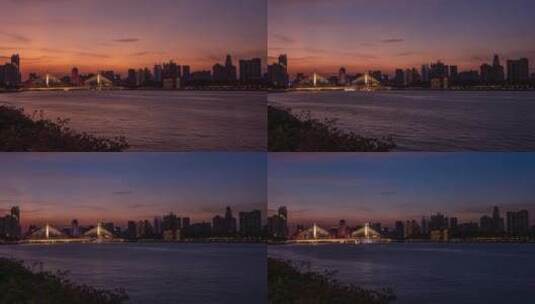 【正版素材】广州海印大桥与珠江日转夜高清在线视频素材下载