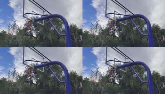 公园里篮球场的风景高清在线视频素材下载