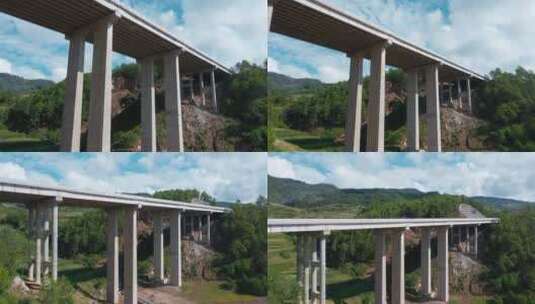公路视频云南山区高速公路超级高架桥桥墩高清在线视频素材下载