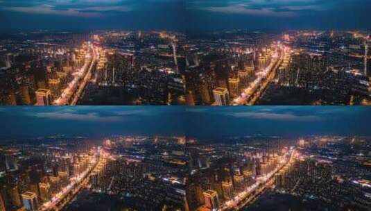 辽宁沈阳沈北新区城市风景夜景航拍高清在线视频素材下载