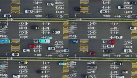 一线城市城市快速路繁忙的车流俯拍航拍高清在线视频素材下载