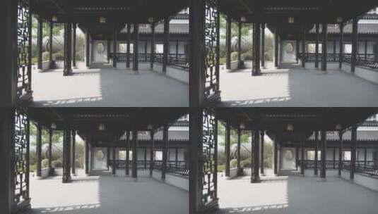 空旷中式合院回廊连廊高清在线视频素材下载