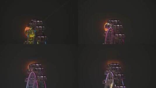 【正版8K素材】深圳欢乐港湾摩天轮悬月视频高清在线视频素材下载
