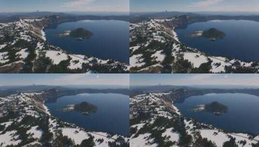 航拍火山湖景观高清在线视频素材下载