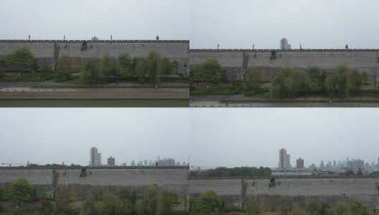 航拍南京的古城墙高清在线视频素材下载