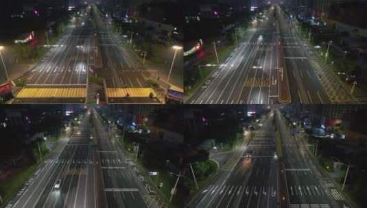 航拍凌晨的城市道路高清在线视频素材下载