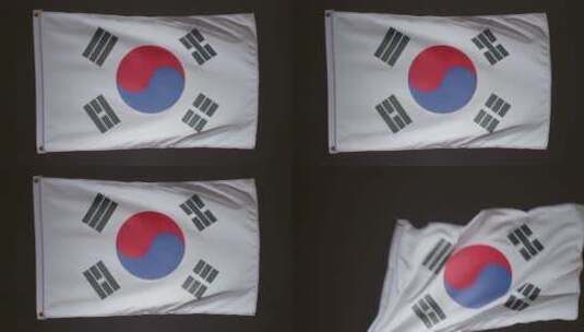 工作室拍摄韩国国旗在黑色背景高清在线视频素材下载