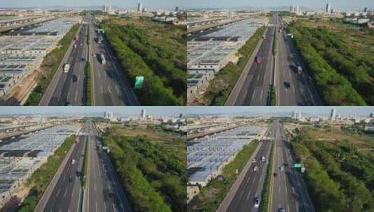 航拍高速公路交通景观高清在线视频素材下载