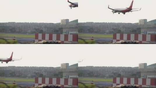 一架飞机在机场降落高清在线视频素材下载