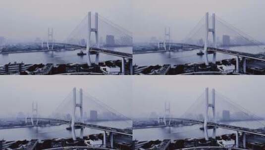 上海南浦大桥航拍空镜高清在线视频素材下载
