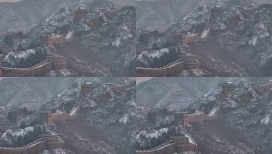 中国长城航拍大美风光美丽雪后风景高清在线视频素材下载