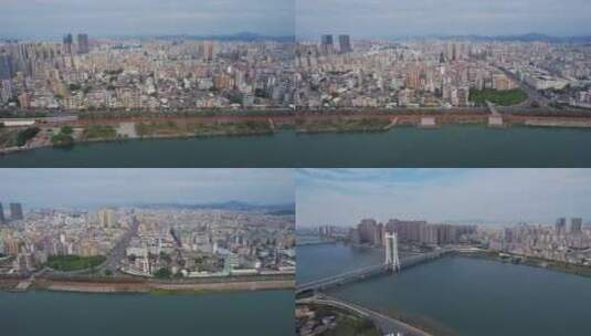 航拍广东潮州城区景观合集高清在线视频素材下载