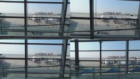 虹桥机场栏杆飞机高清在线视频素材下载