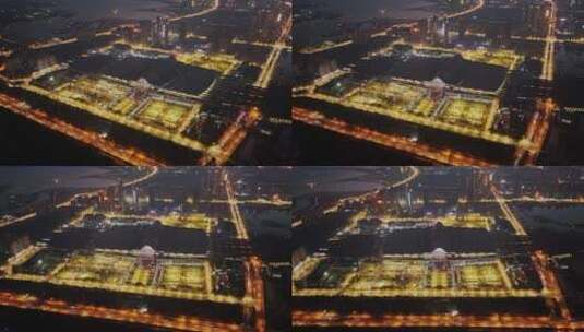 武汉火车站夜景全景环绕镜头高清在线视频素材下载