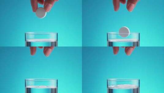 药片在水中溶解慢动作高清在线视频素材下载