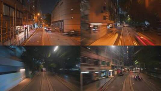 香港街道夜景穿梭延时高清在线视频素材下载