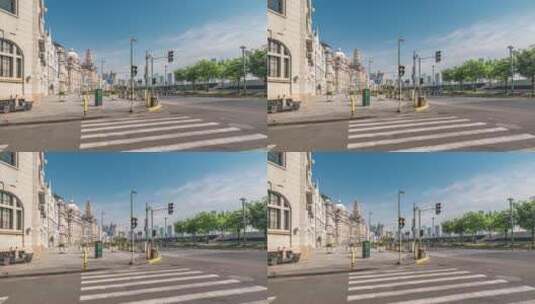 空挡的上海街道延时摄影高清在线视频素材下载