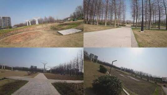 义乌公园航拍高清在线视频素材下载