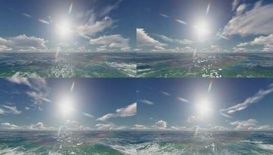4k海面蓝天白云大海一望无际海浪高清在线视频素材下载