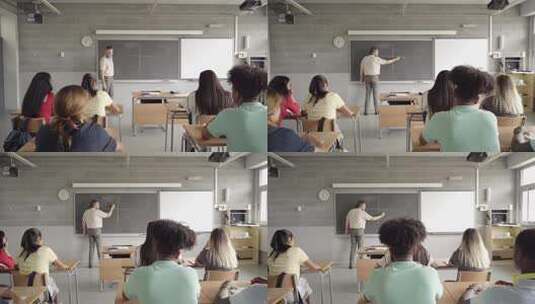 教室后面看老师讲课高清在线视频素材下载