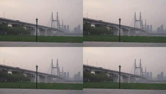 武汉汉口江滩清晨风光高清在线视频素材下载