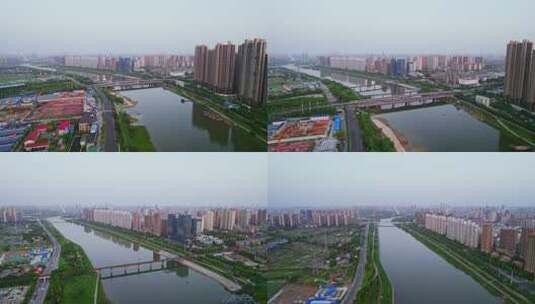 长沙蜿蜒的浏阳河河畔建筑城市高清在线视频素材下载