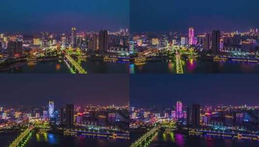 4K广西南宁市民生广场江滨夜景高清在线视频素材下载