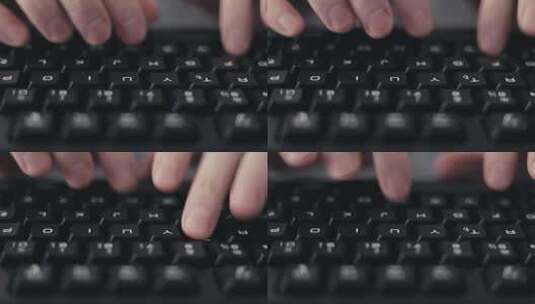 程序员手指在键盘上打字特写高清在线视频素材下载