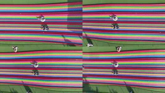 航拍六一儿童节小朋友在游乐园玩耍滑梯木马高清在线视频素材下载
