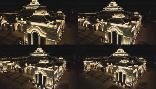 内蒙古兴安盟乌兰浩特乌兰牧骑宫城市夜景高清在线视频素材下载