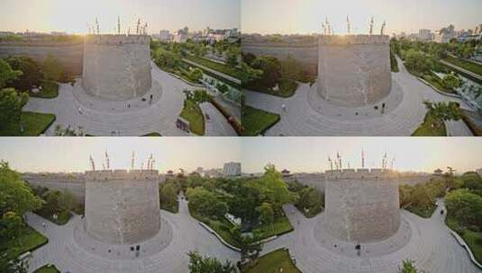 陕西西安城墙日出高清在线视频素材下载