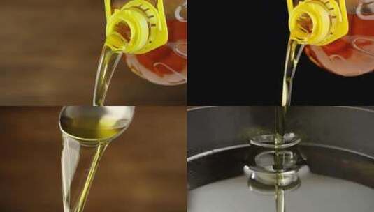 油食用油倒油汤勺唯美食餐饮用油古法高清在线视频素材下载