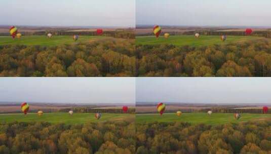 日落时天空中的热气球高清在线视频素材下载