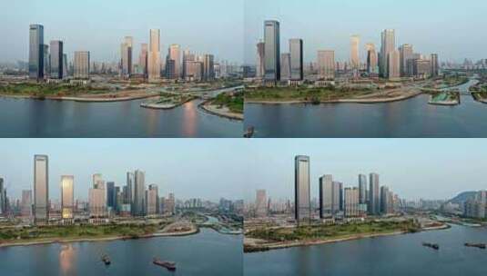 深圳前海CBD日落建筑群4K航拍高清在线视频素材下载