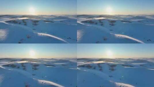 航拍大兴安岭寒冬丘陵雪原高清在线视频素材下载